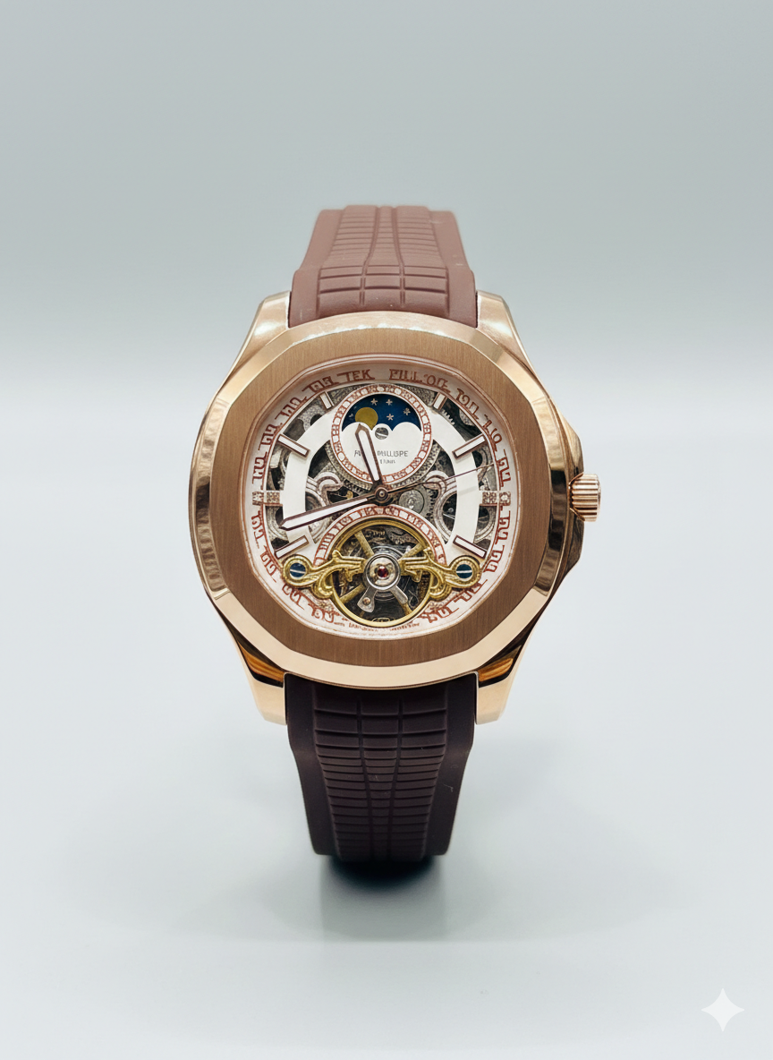 Patek Philippe Aquanaut  Skeleton Rose Gold Case | Self Winding